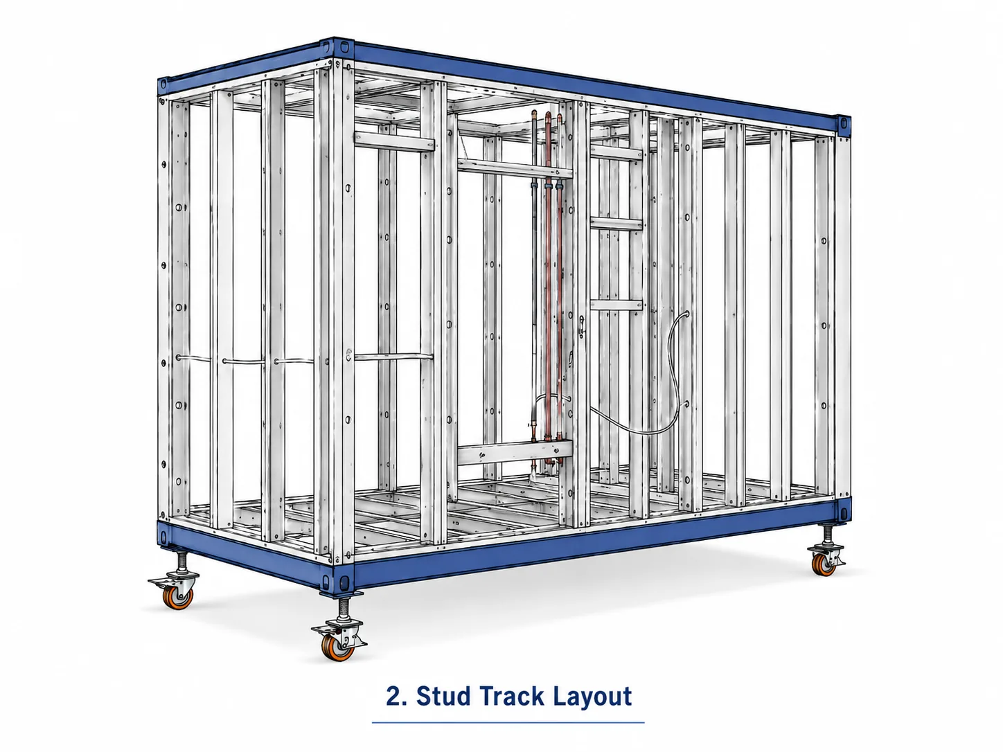 Prefabricated bathroom pod stud track layout in NSW